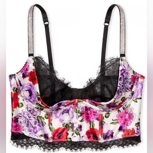 32D 32DD 💚ST Patricks Day VS Shine Strap Satin Lace Bralette Corset Top